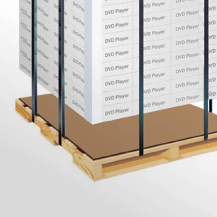 Protector pad under the load on top of the pallet.