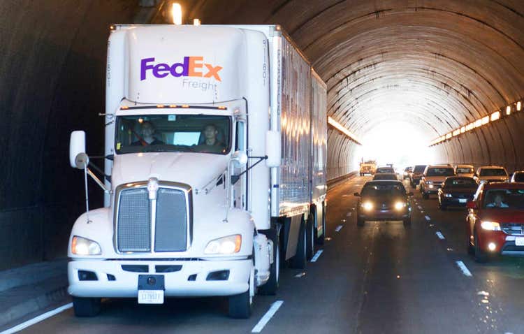 Picture of a truck and cars in a tunnel