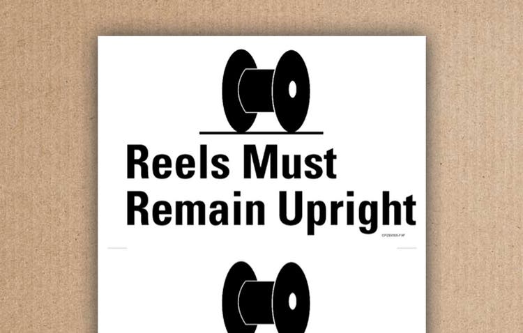 Reels must remain upright label.