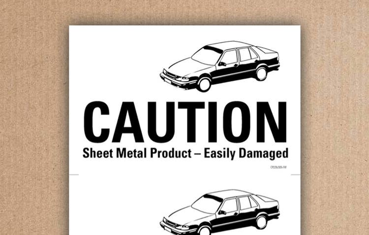 Caution, sheet metal product-easily damaged PDF